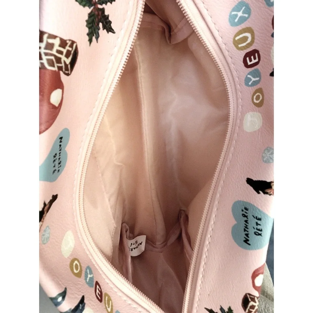 Nathalie Lete Joyeux Noel Travel Wash Bag Pink Toiletry Case OS Whimsical Gnome